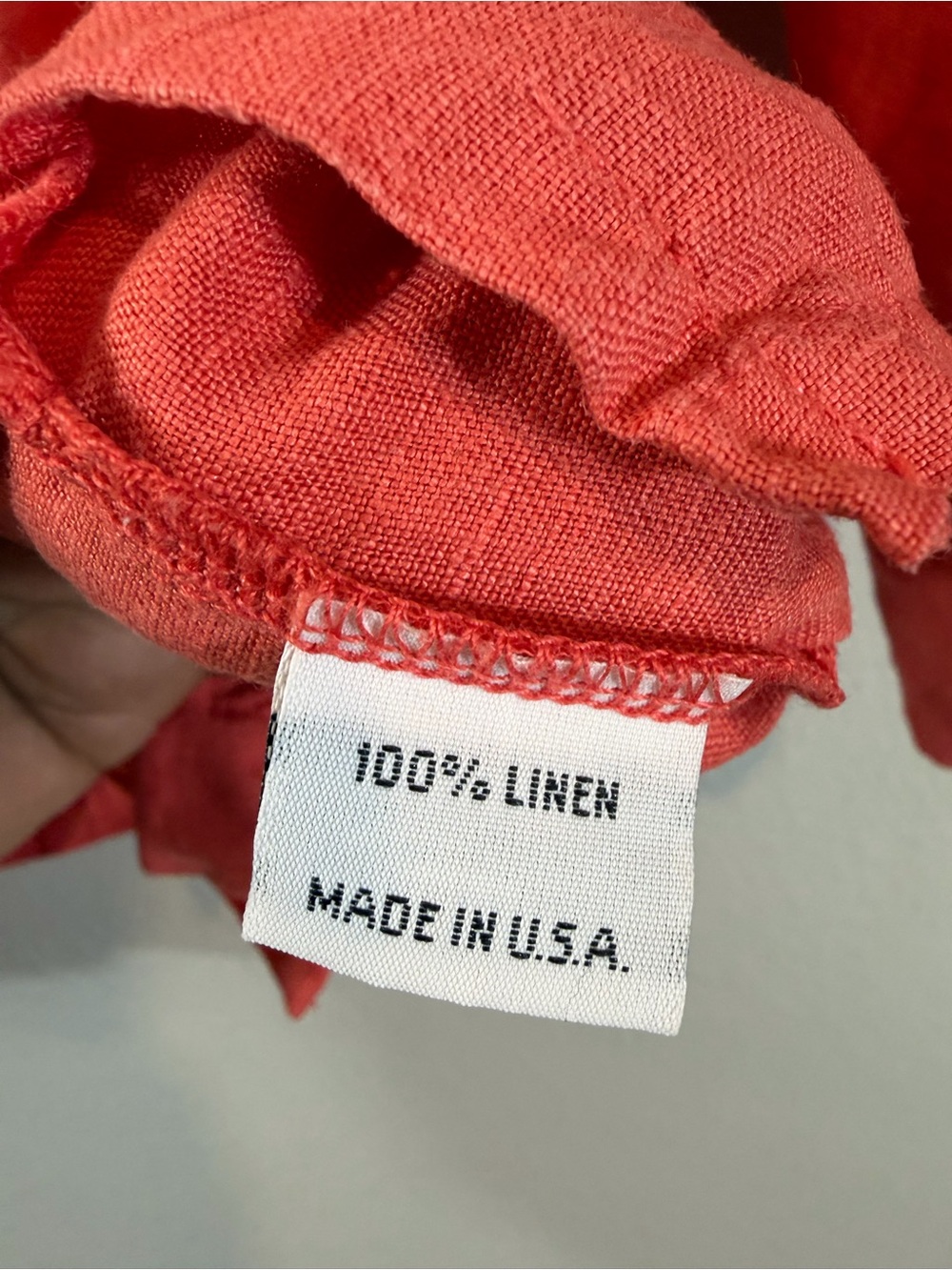 Bryn Walker Coral Orange Linen Top Size L Button Front Lagenlook Granola Resort - Picture 7 of 9
